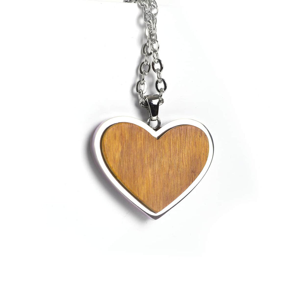 Personalized Wood Heart Necklace, Custom Engraved Heart Pendant