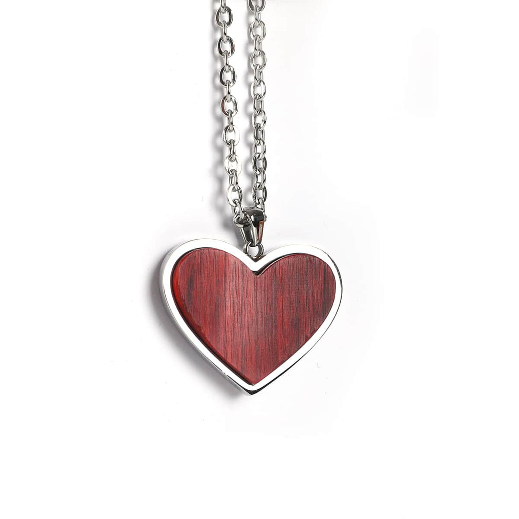Personalized Wood Heart Necklace, Custom Engraved Heart Pendant